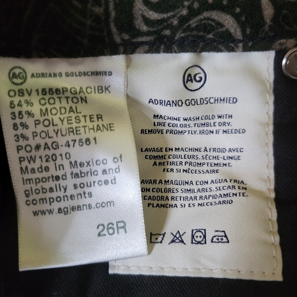 AG x Anthropologie High Rise Stevie Ankle Paisley Velvet Jeans Size 26 - Picture 4 of 7